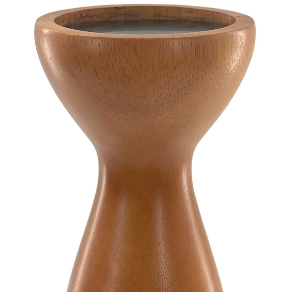 Solid Wood Mid Century Modern Single Candle Holder 3" Candle Width 10” Tall - Picture 2 of 10